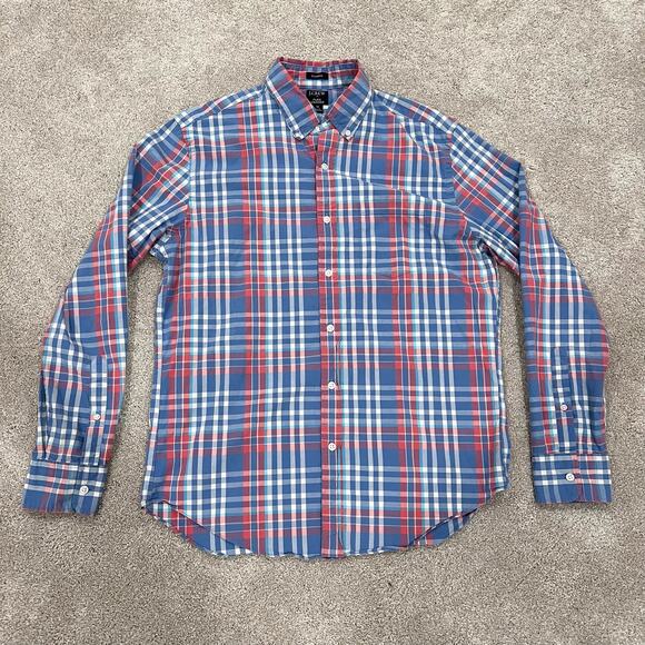 J Crew Men's Classic Button‎ Down Flex Washed Blue and Pink Plaid Size M - Picture 7 of 11